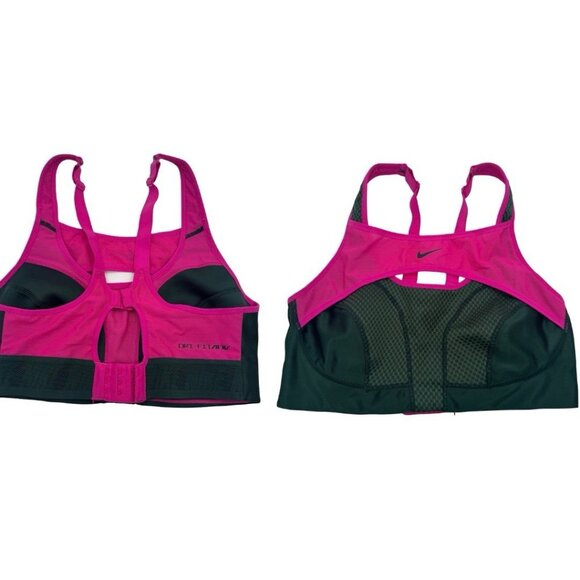 NIKE Women M Alpha Ultrabreath Dri-Fit ADV Sports Bra High Support Pink Green - Picture 1 of 8